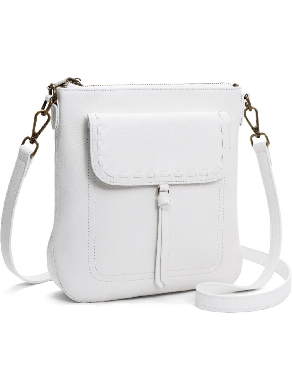 Women's White Genuine Leather Crossbody Bag Anti Theft Shoulder Purse Travel